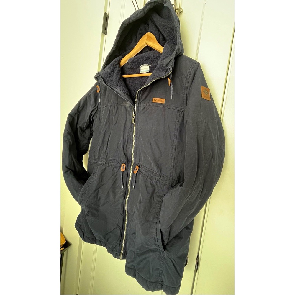 Columbia Chatfield Hill Jacket Womens L Fleece Lined Hooded Utility Coat Blue L3